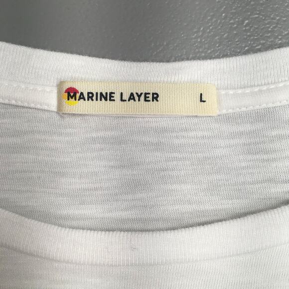 Marine Layer Women White Solid Crew Neck Long Sleeve Relaxed Fit Swing T-Shirt L - Picture 5 of 7